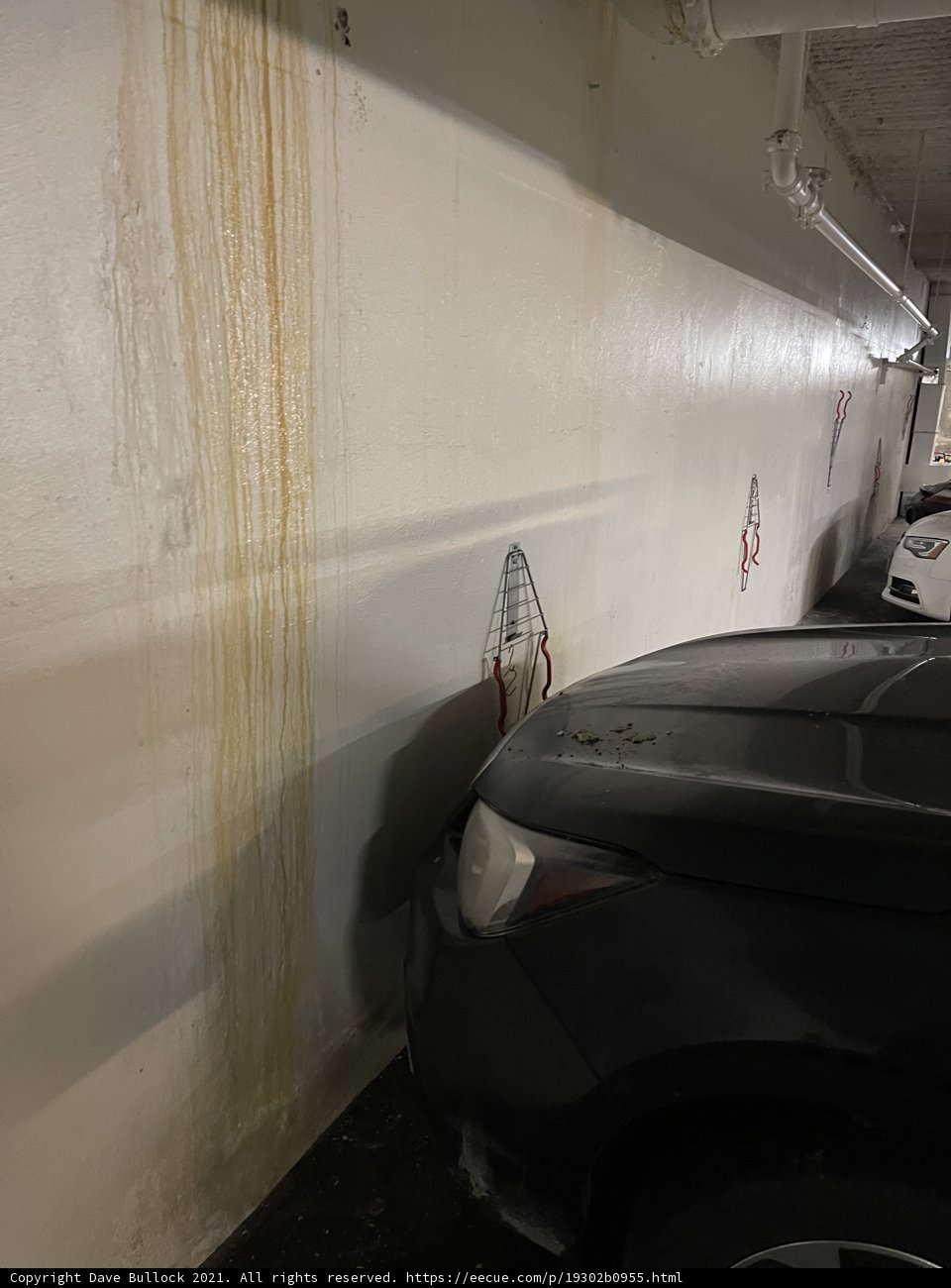 Parked Car in Yellow-Lined Garage