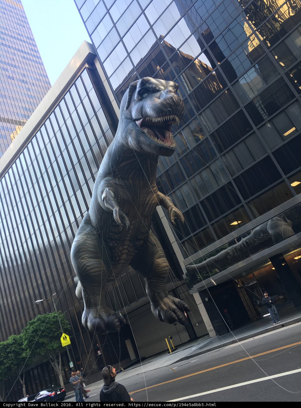 Dinosaur Balloon Takes Flight over LA Metropolis