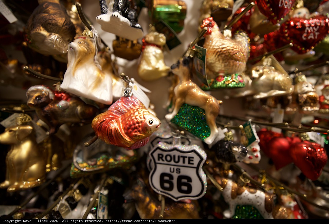 Vintage Glass Christmas Ornament Collection with Route 66