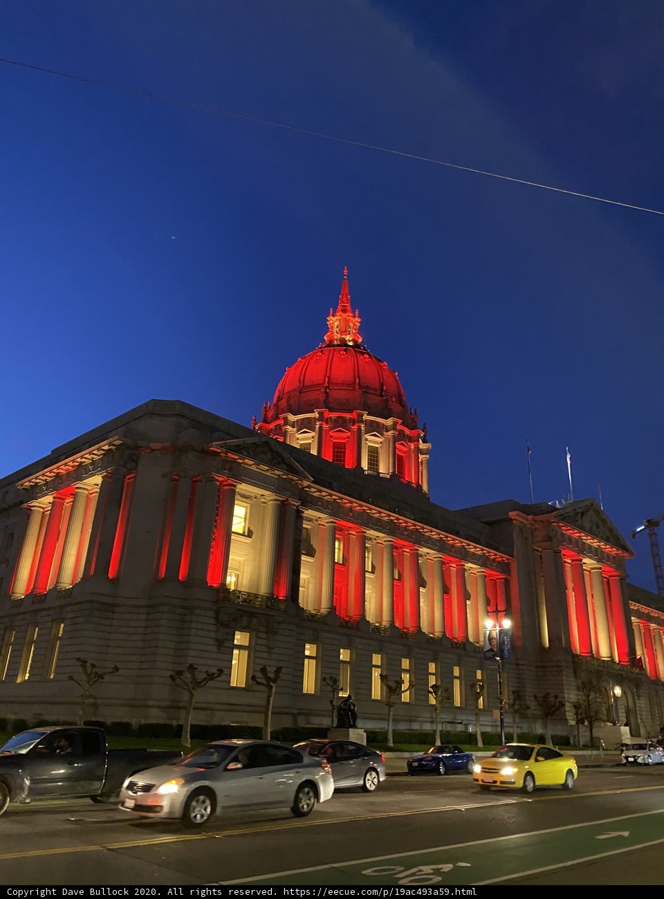 San Francisco City Hall Shines in Red