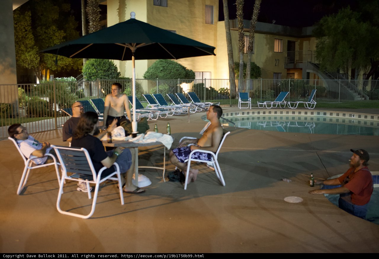 Nighttime Poolside Gathering