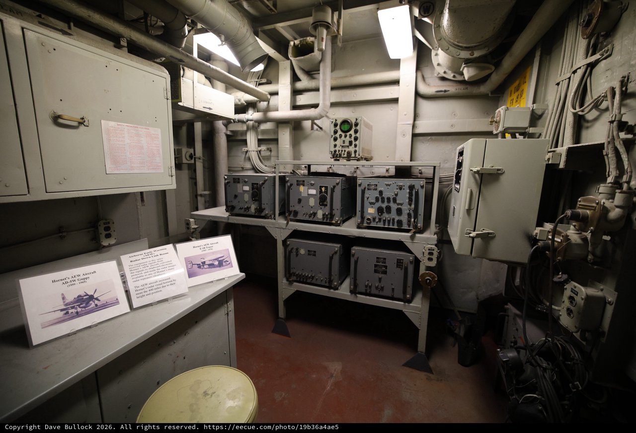 Communications Equipment Room Aboard USS Hornet Aircraft Carrier