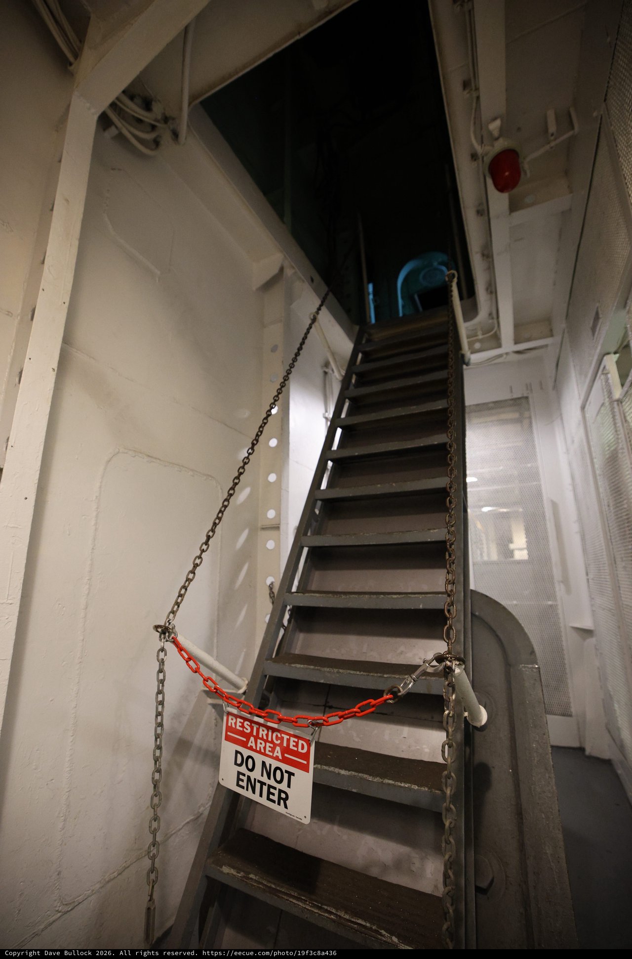 Restricted Access Stairway on USS Hornet Aircraft Carrier