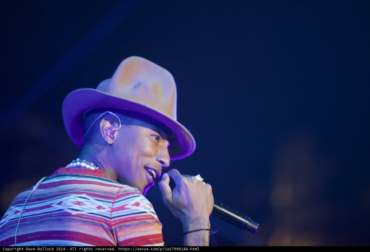 Pharrell Williams Rocks a Sun Hat During Grammy-Winning Performance
