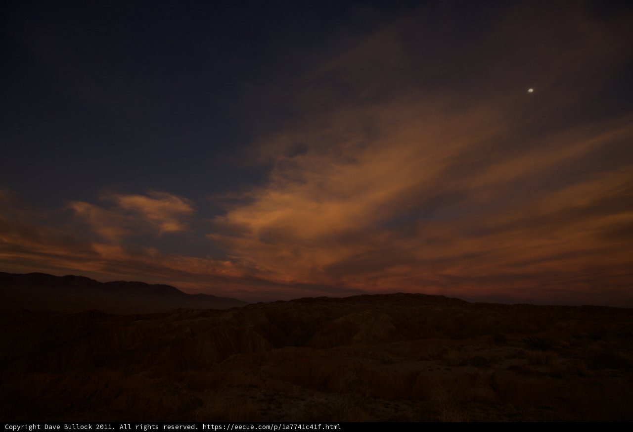 Desert Sunset with Moon and Cloud