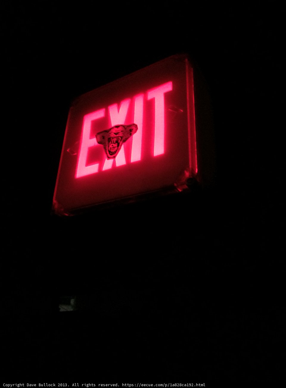 Bright Exit Sign in the City of Angels
