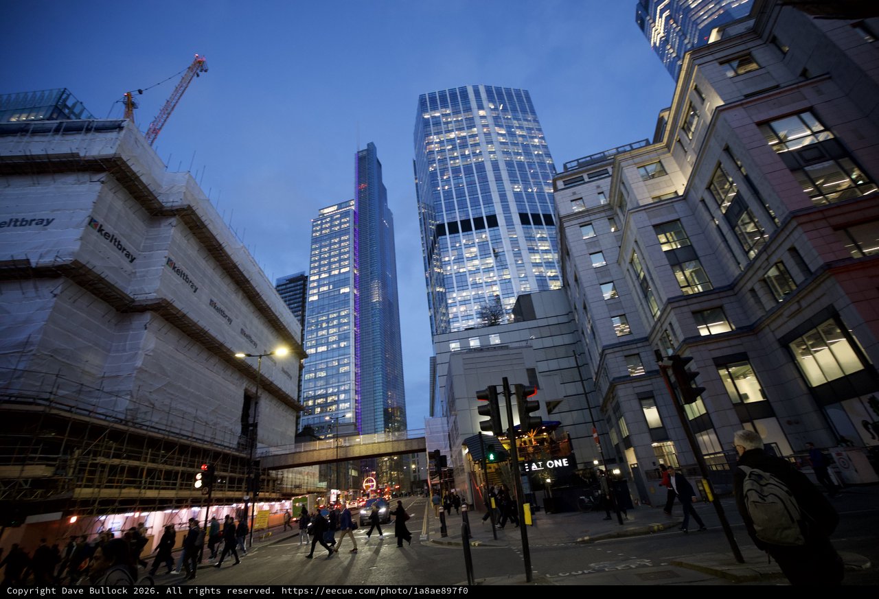 London Financial District at Twilight with Modern Skyscrapers