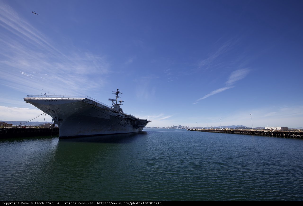 USS Hornet Aircraft Carrier Docked in Alameda Harbor