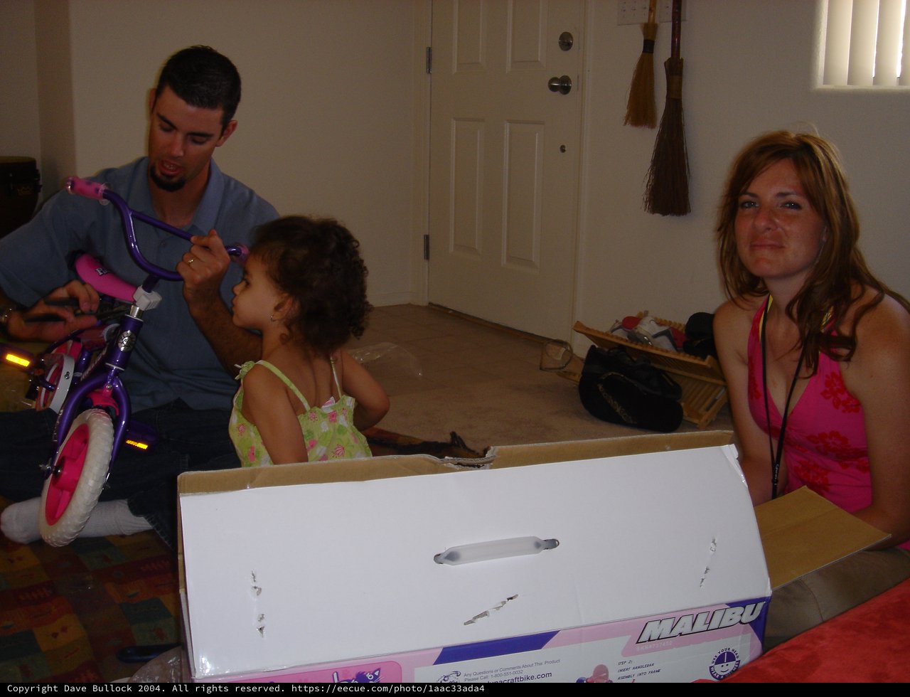 Family Assembles Pink Bicycle for Young Daughter