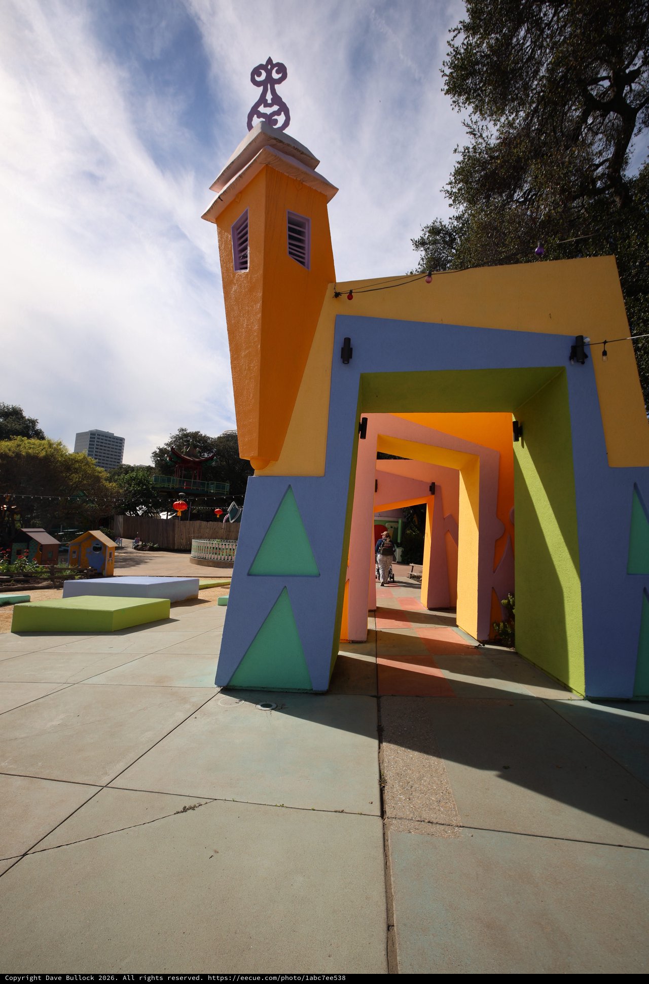 Colorful Whimsical Gateway with Bell Tower at Fantasyland