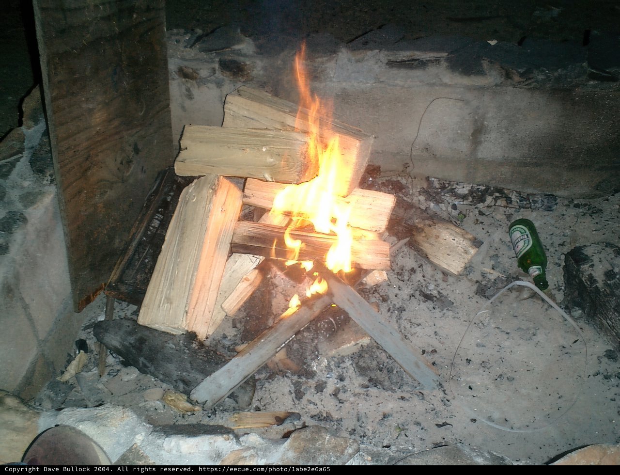 Flames Dance in a Wood Fire Pit