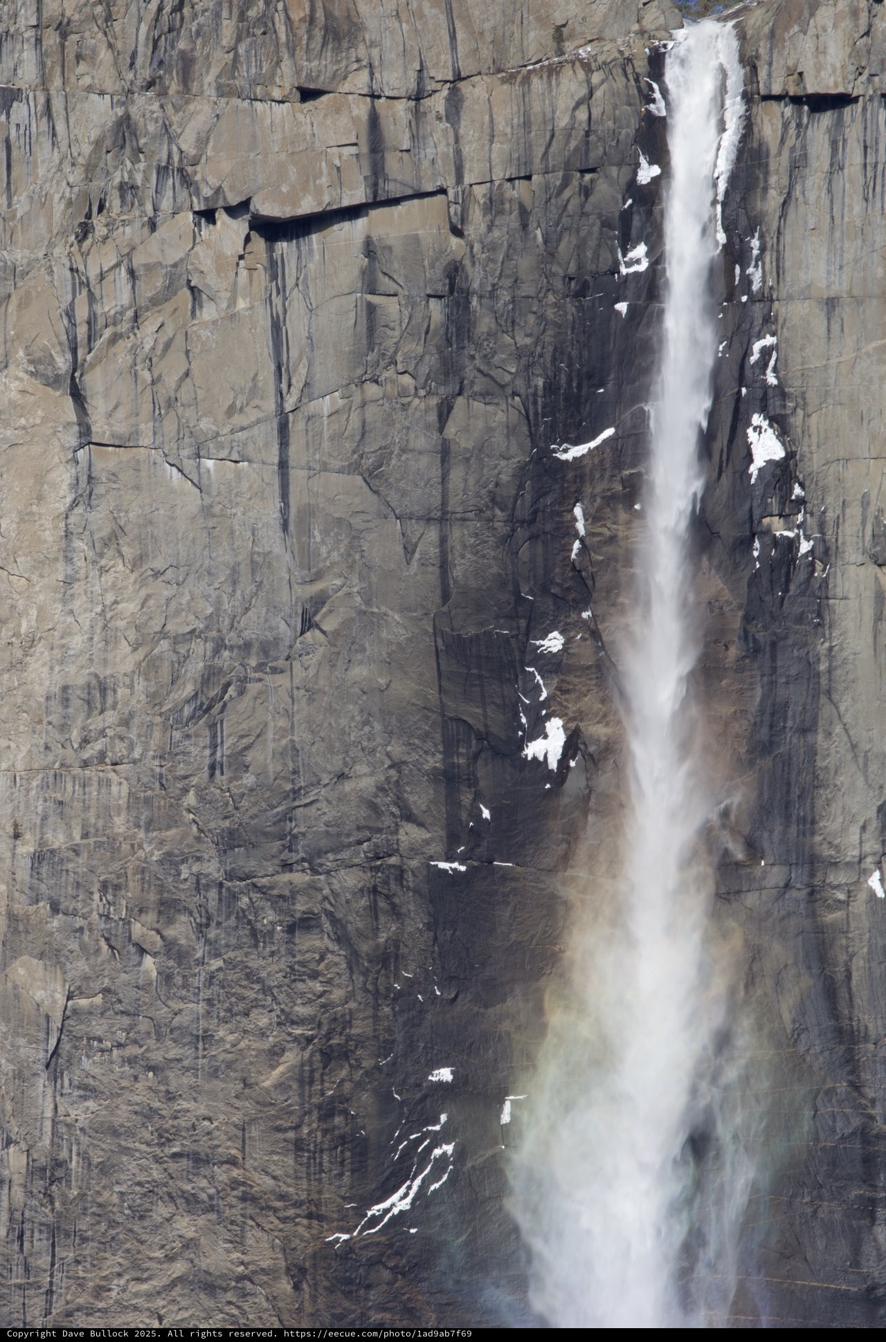 Upper Yosemite Falls Cascading Down Granite Cliff Face