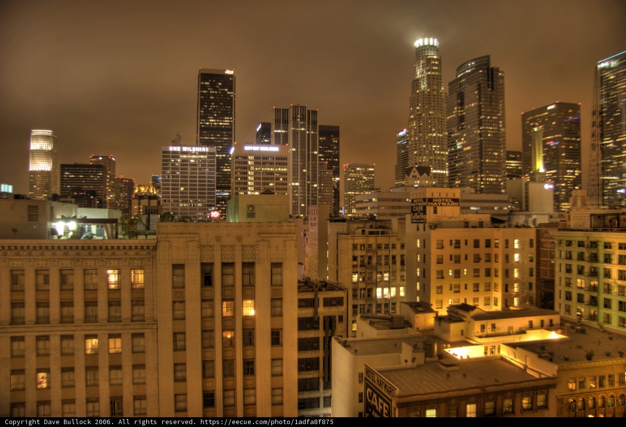 Cityscape at Night from Rooftop