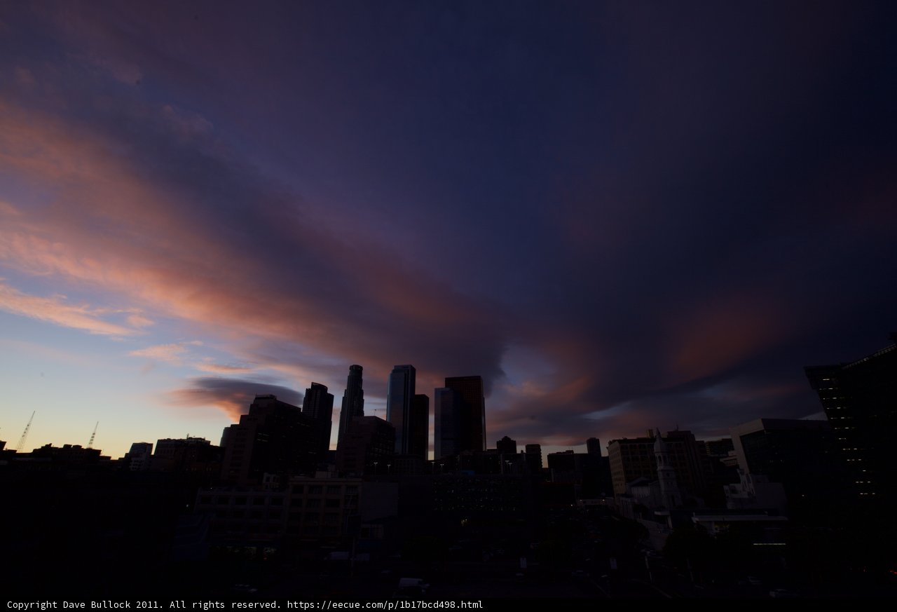 Radiant Sunset over Los Angeles Skyline