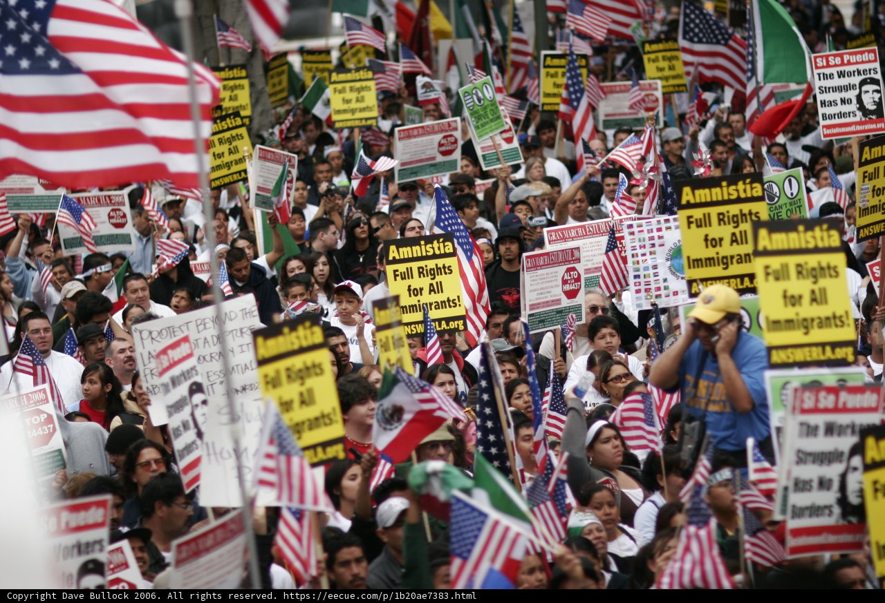 American and Mexican Flags Waved Proudly