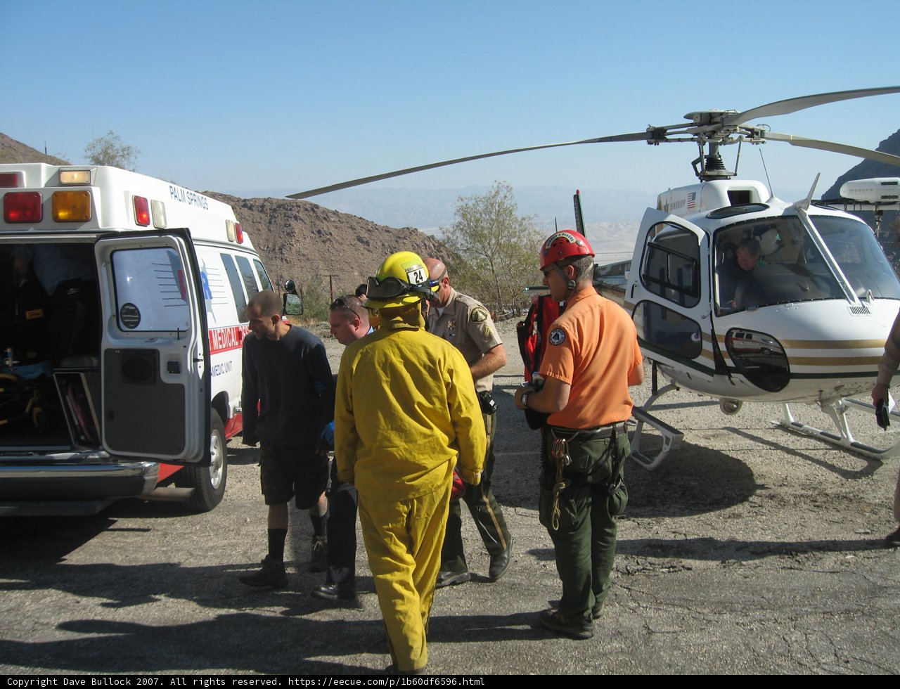 Helicopter Landing with a Group of People