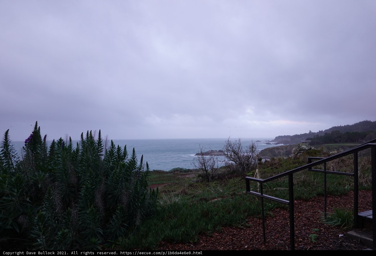 Serene Ocean View from Hilltop Handrail