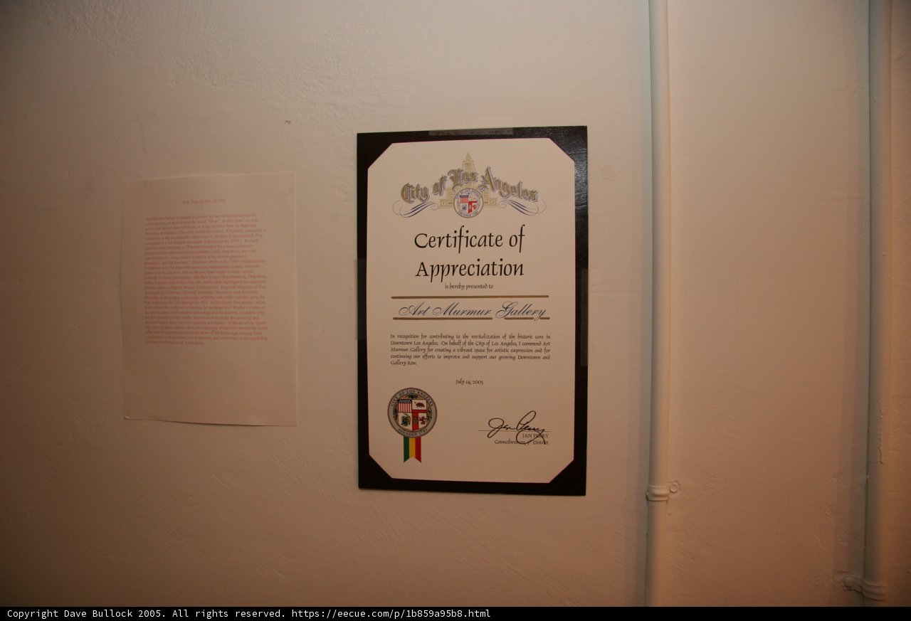 Certificate of Appreciation for National Museum of the American Indian