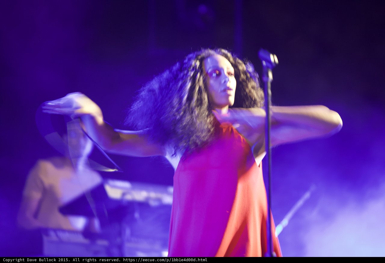 Solange Arms Spread Wide Keyboardist Purple Blue