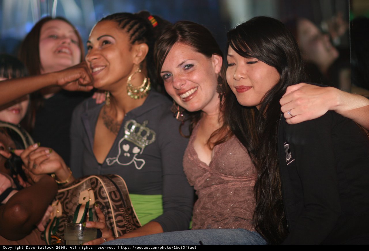 Three Friends Celebrating at a Nightclub Together
