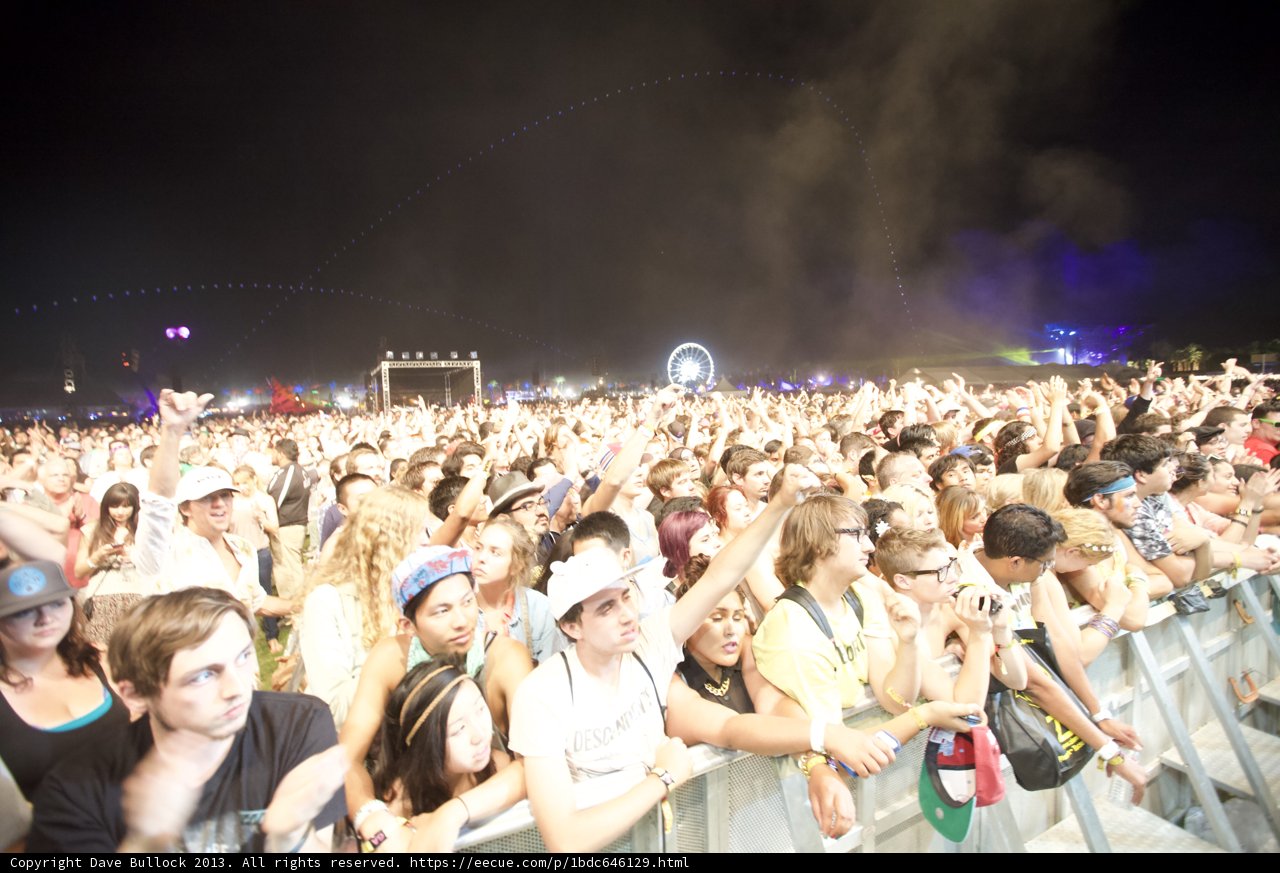 Coachella Night Sky Concert Crowd