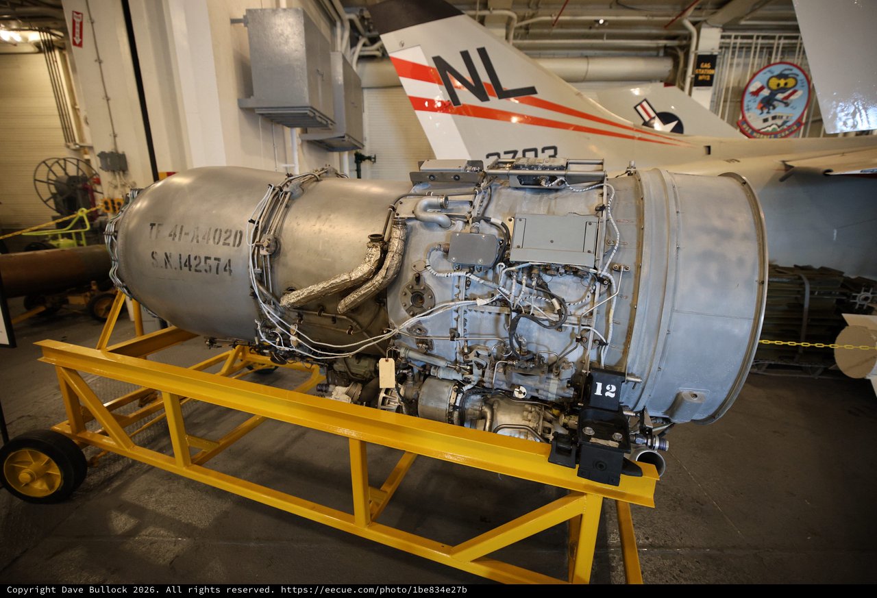 Aircraft Jet Engine Display at USS Hornet Museum