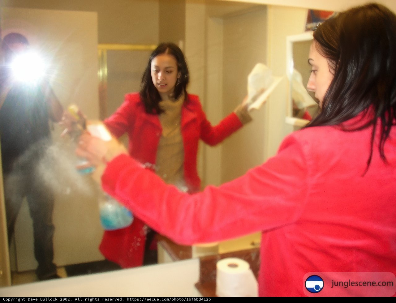 Red Coat Woman in a Dressing Room
