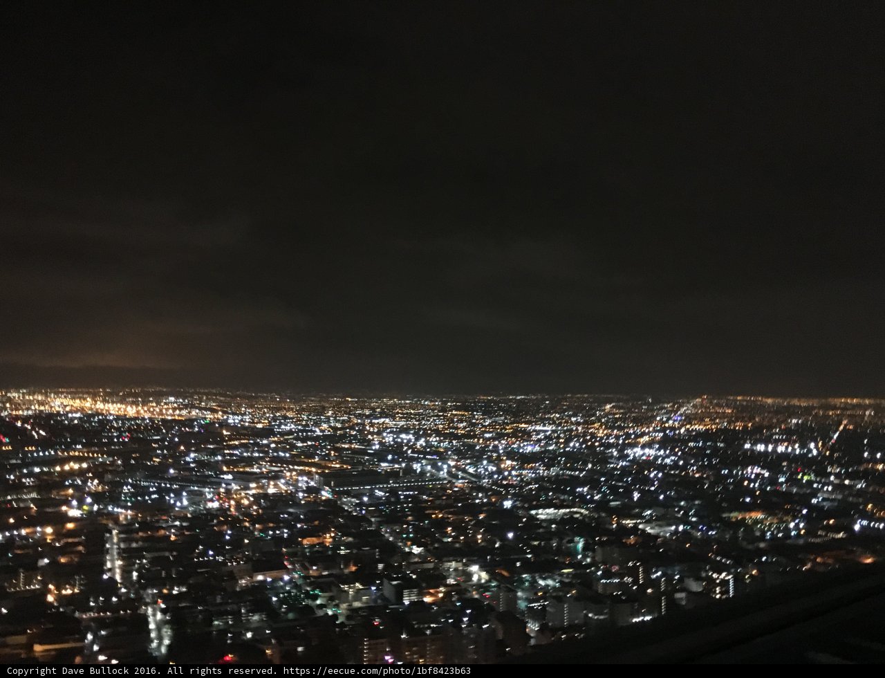 Aerial view of the Los Angeles cityscape at night