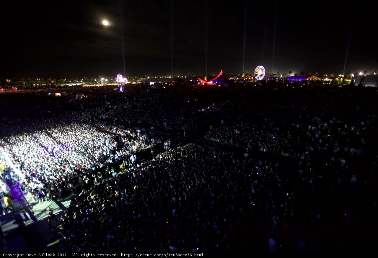 Coachella 2011 Crowd under Urban Night Sky