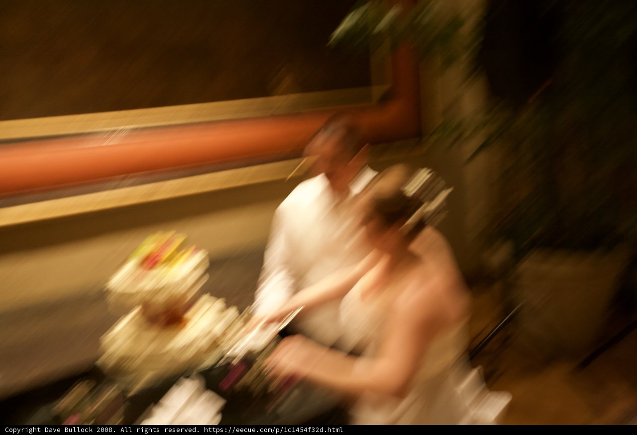 Blurry Bliss: Cutting the Wedding Cake