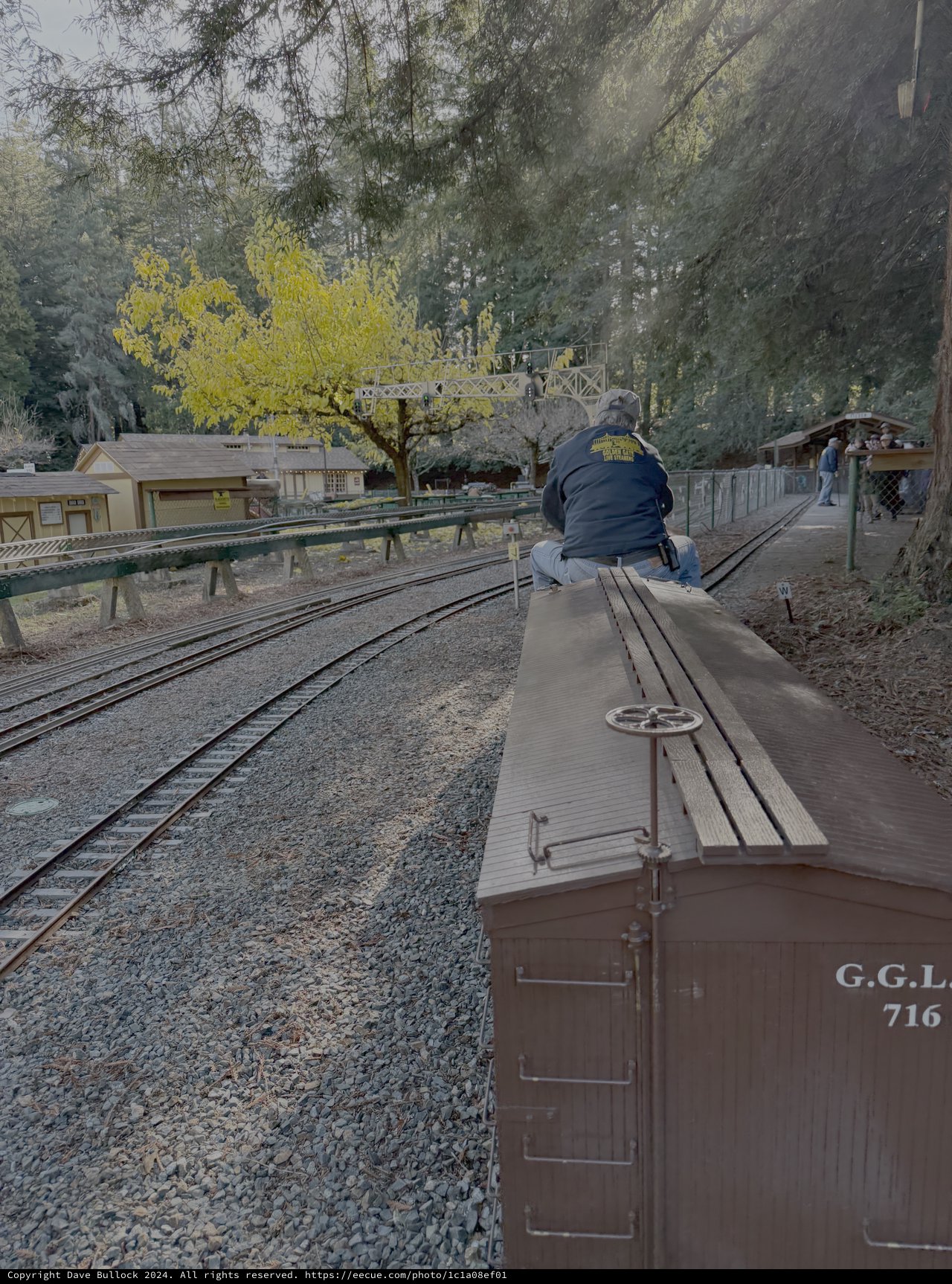 Railway Worker on Vintage Train Car