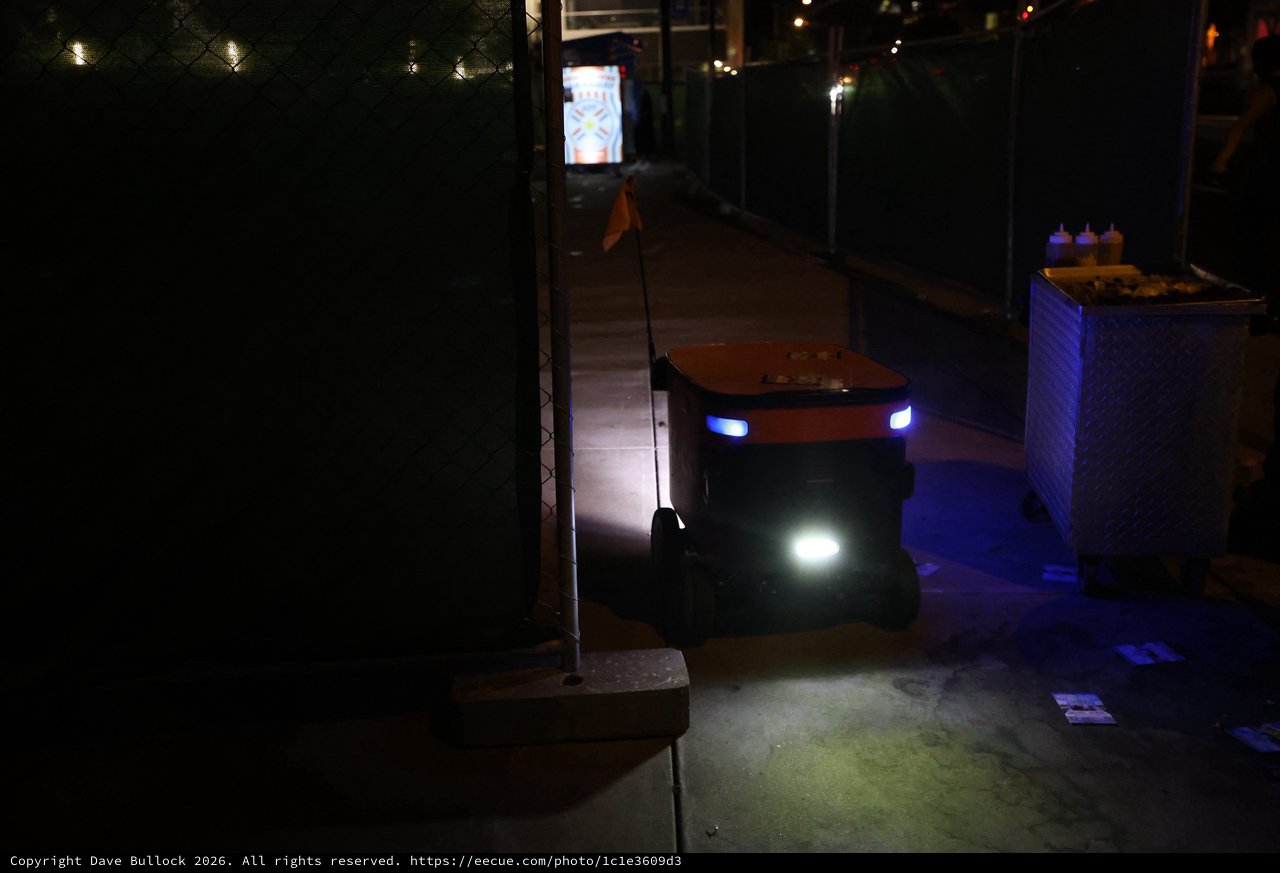 Autonomous Delivery Robot Navigates Festival Grounds at Night
