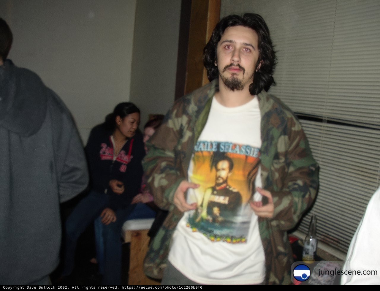 Man sporting a portrait on his t-shirt