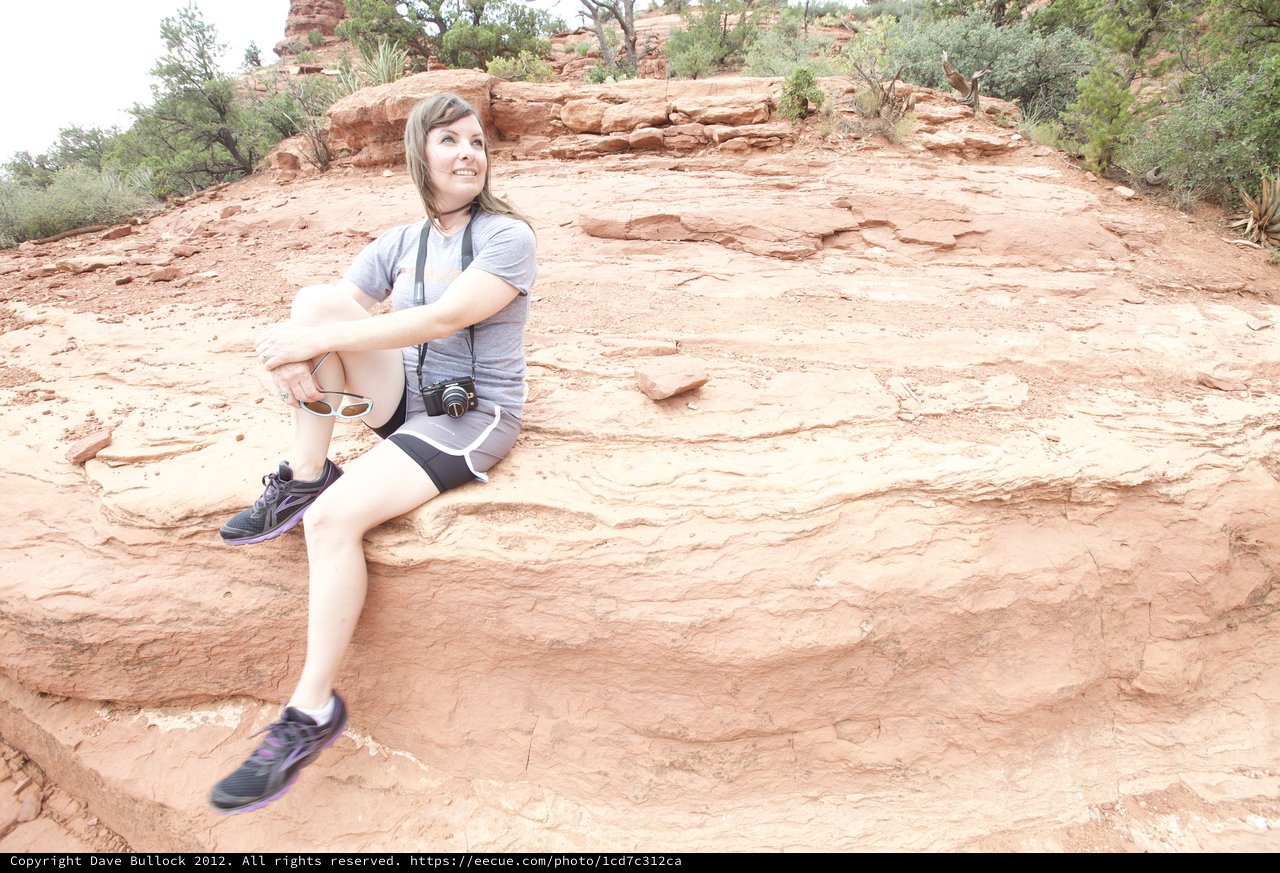 Hiker Resting on Sedona Red Rock Formation
