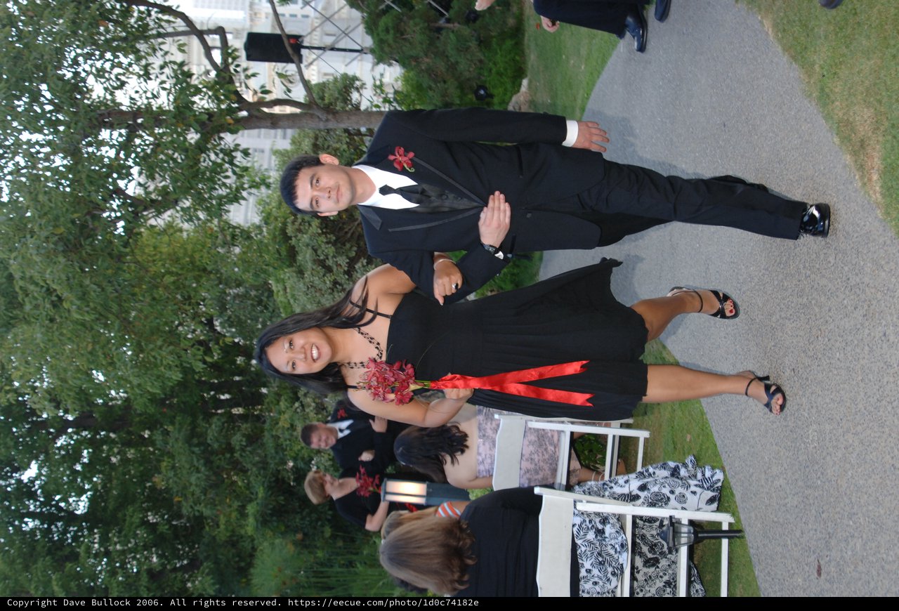 Bridesmaid and Groomsman Walk the Wedding Aisle