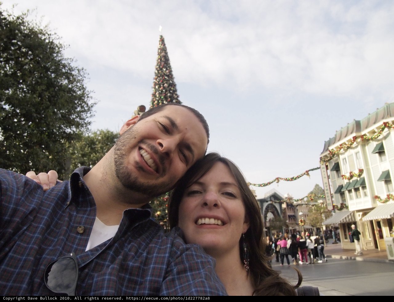 Couple's Joyful Selfie at Disneyland Christmas