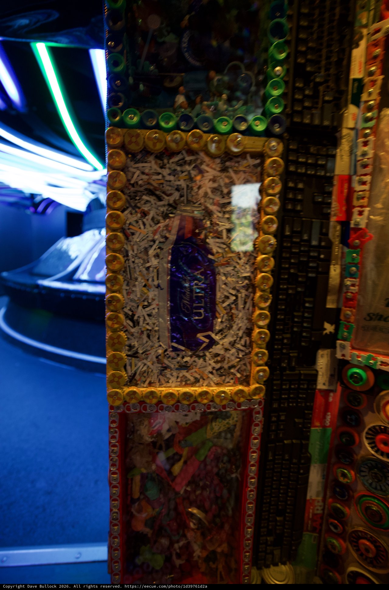 Illuminated Art Installation with Bottle Cap Frames