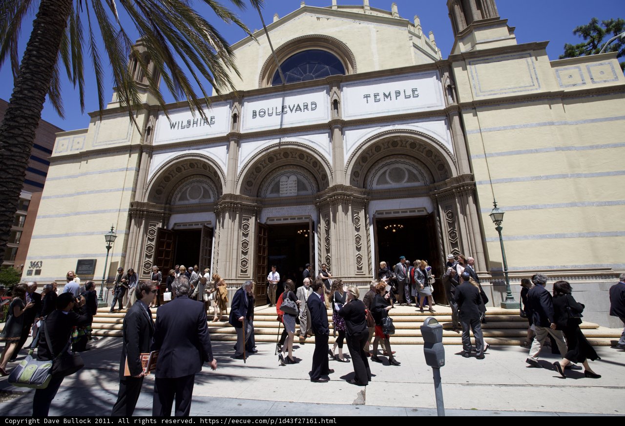 Congregation Gathered Outside Magnificent Church