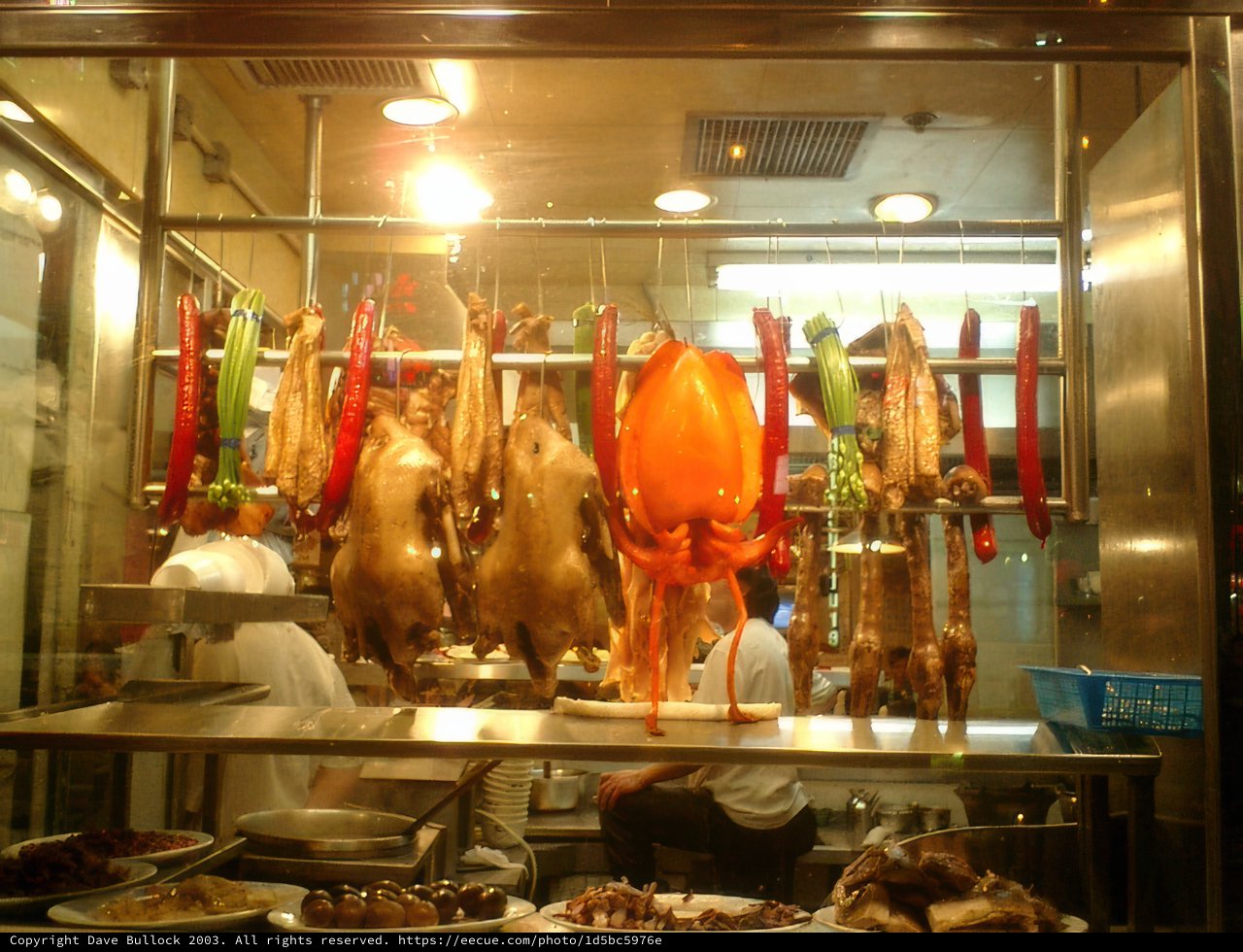 Hanging Meat Display in Hong Kong Restaurant
