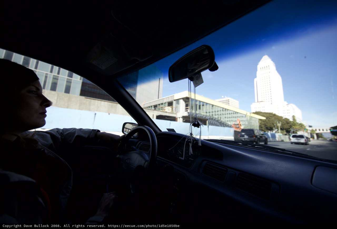 Driving Through Downtown Los Angeles City Hall