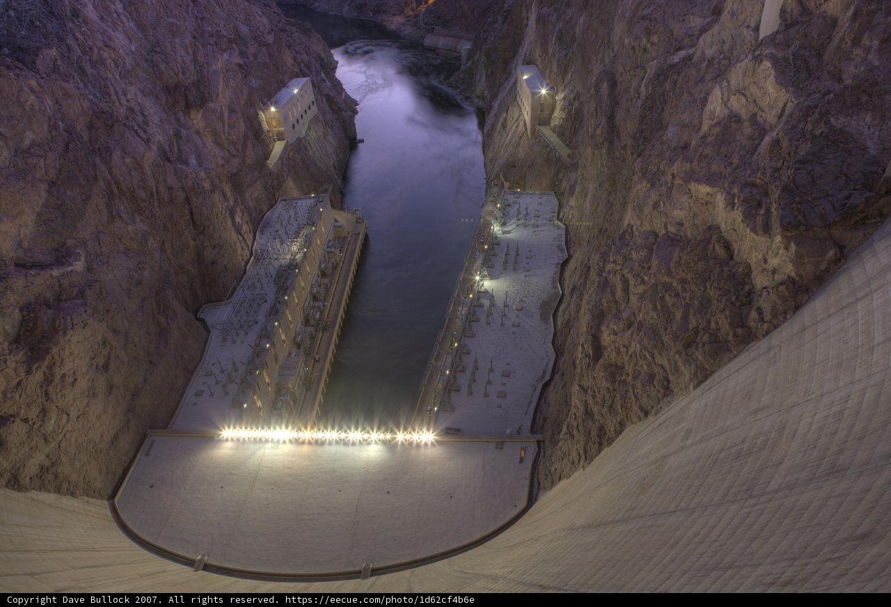 Illuminated Marvel - A Night View of the Hoover Dam