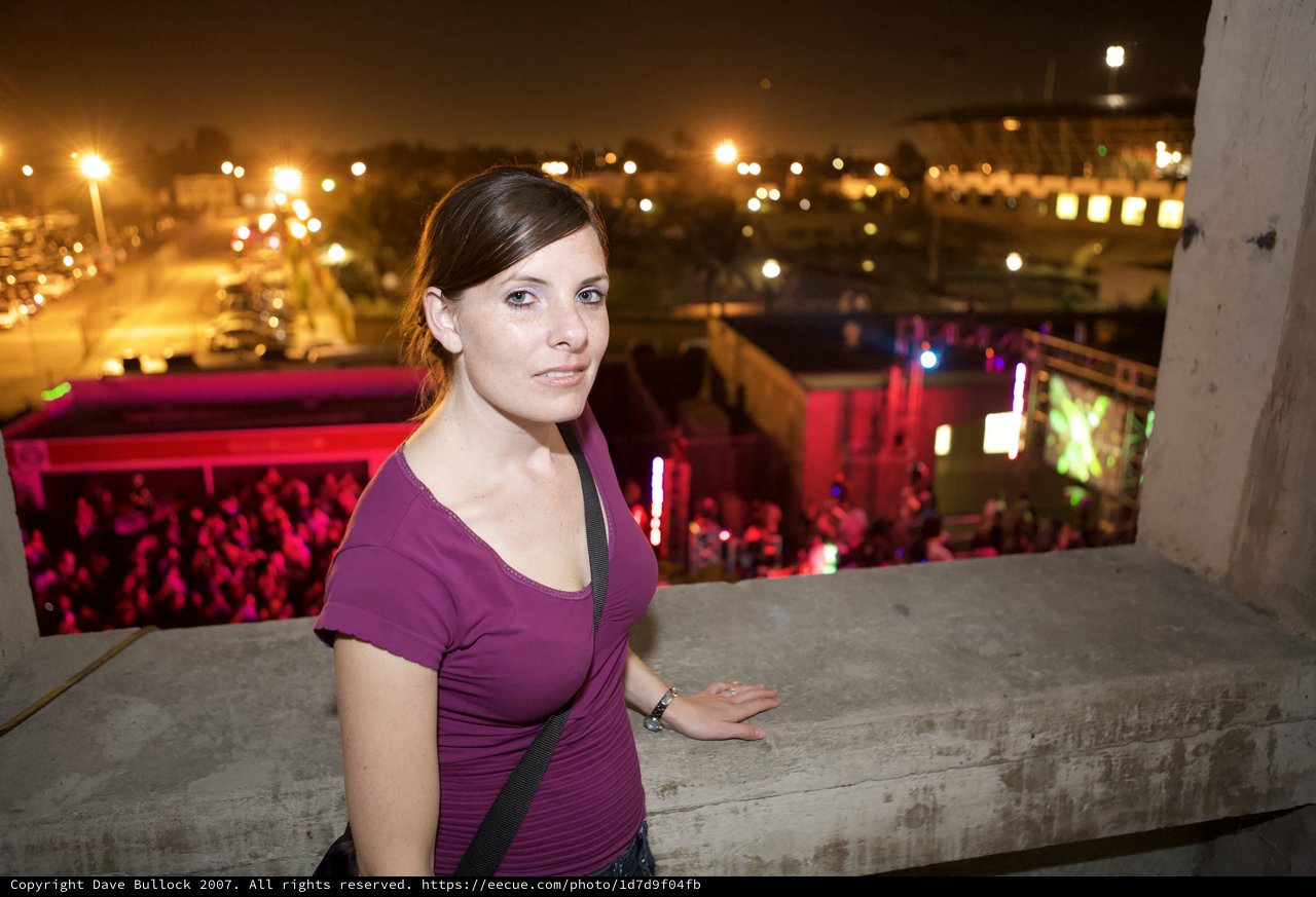 Woman Overlooking Electric Daisy Carnival at Night
