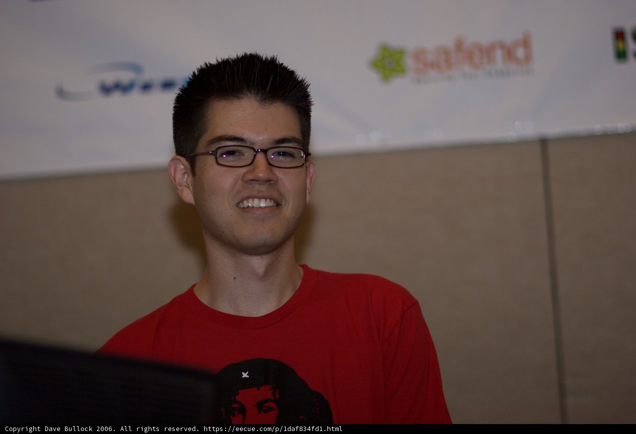Happy Man with Red Shirt and Glasses