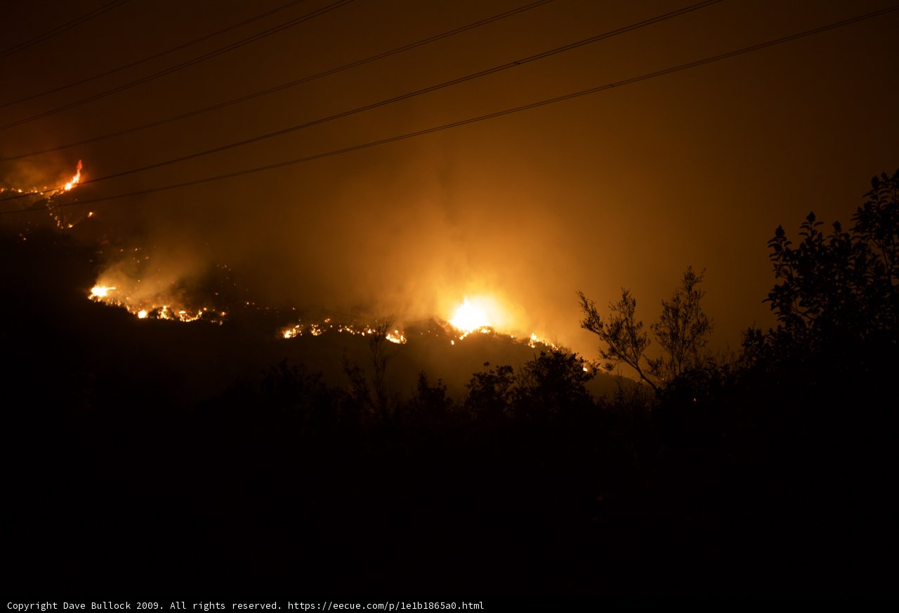 Flames Illuminate the Night Sky in Station Fire Photo