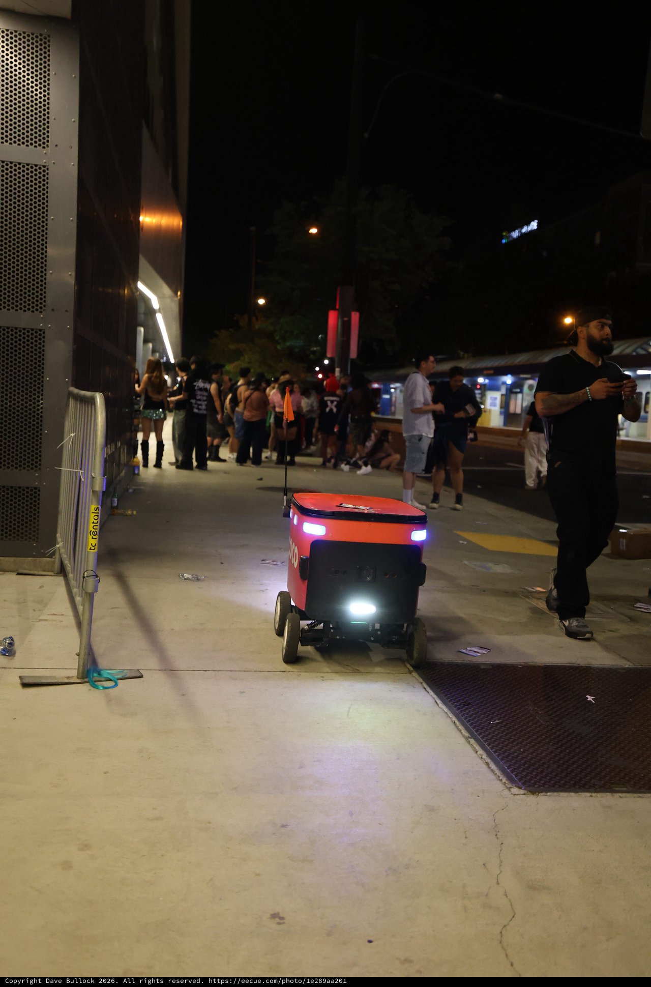 Autonomous Delivery Robot Navigates Nighttime Festival Crowd