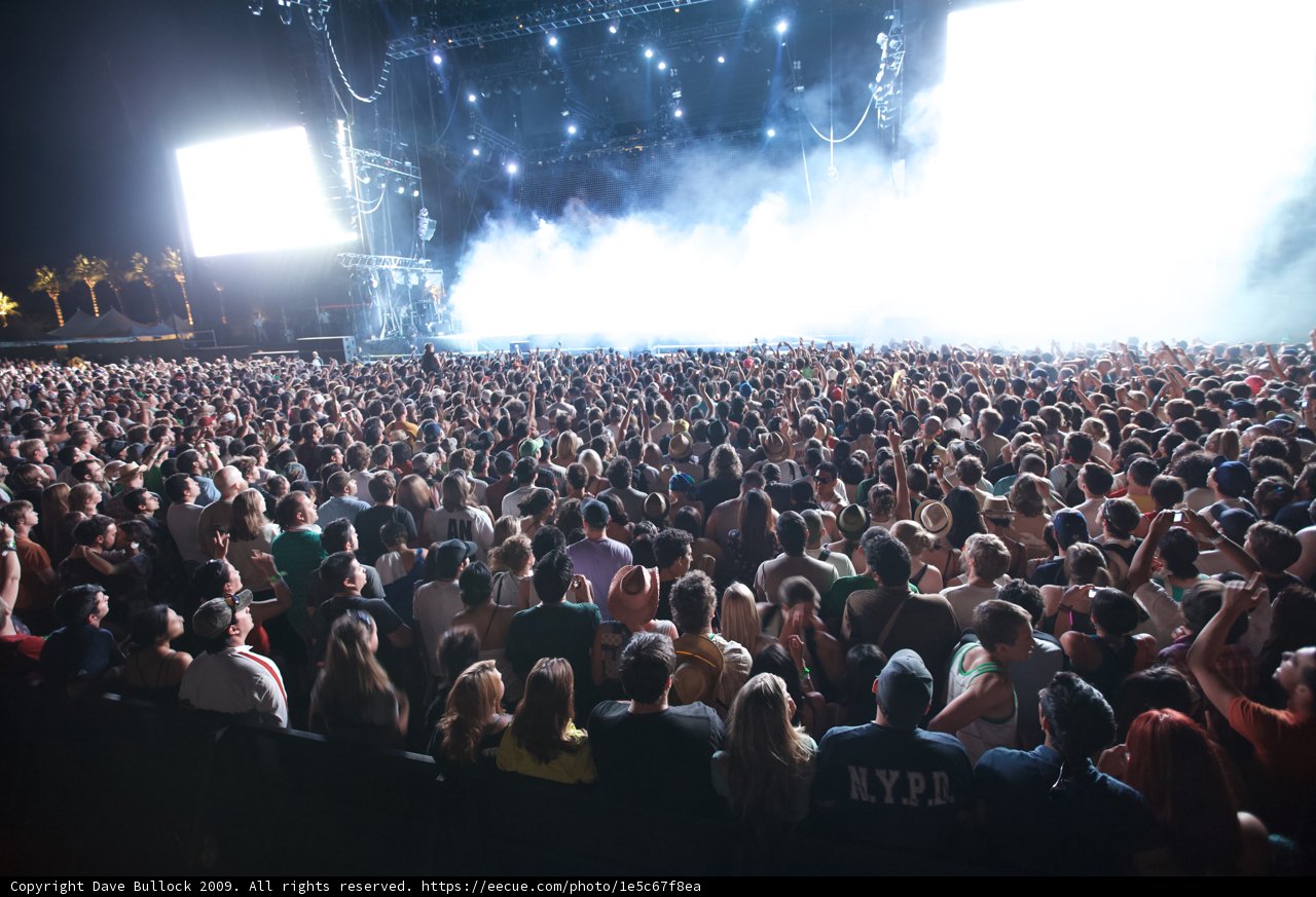 Smoke-filled Concert Crowd