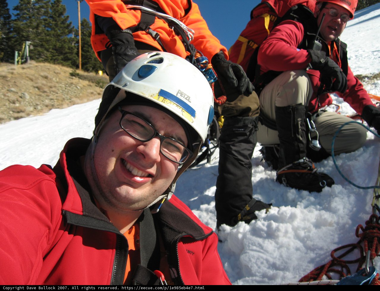 Dave B in Red Jacket on a Winter Adventure