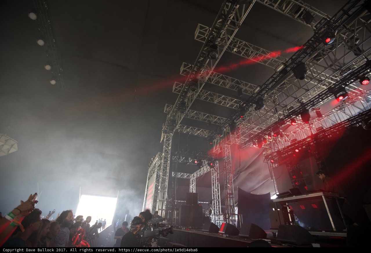 Concert Stage with Red and White Lights