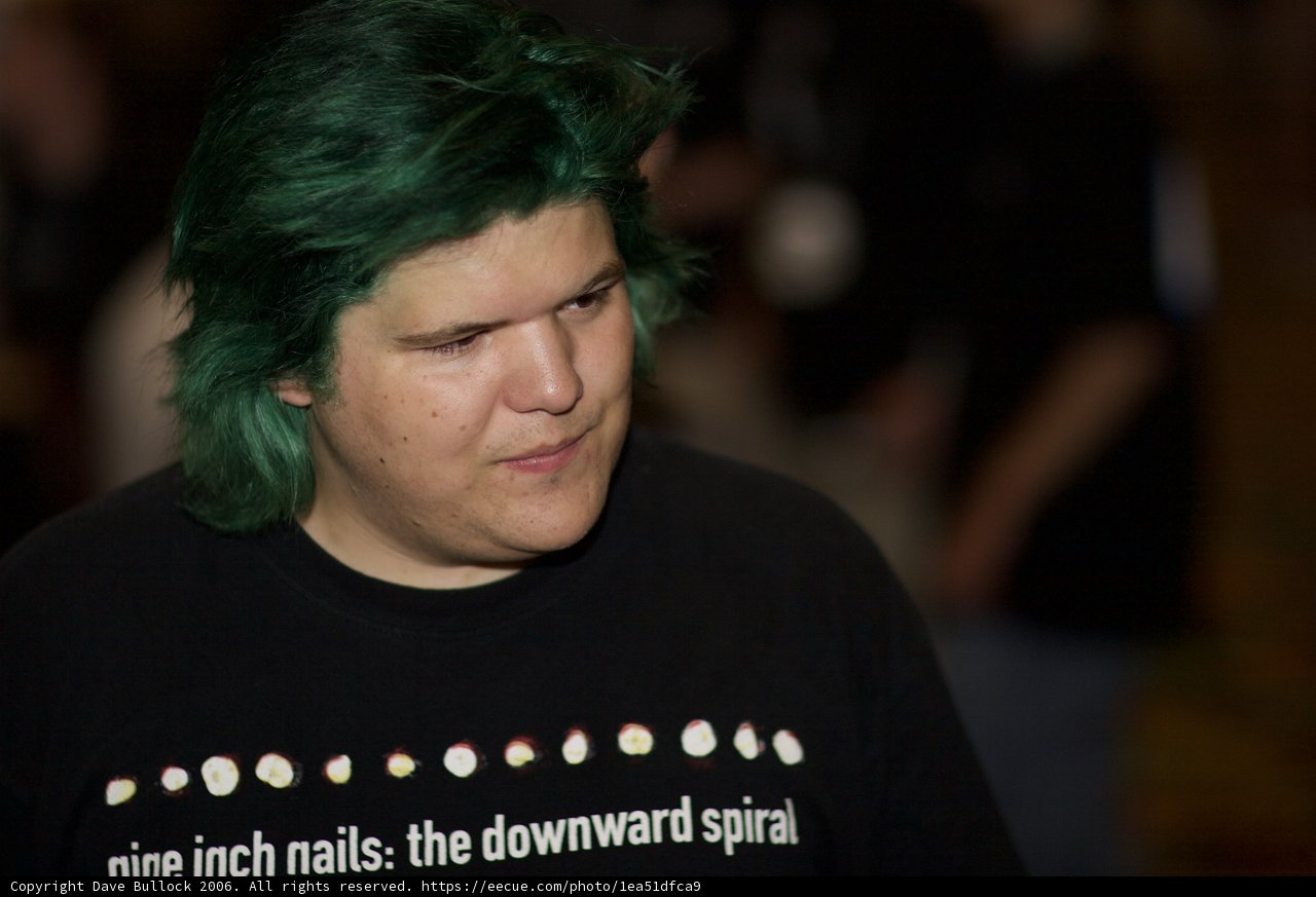 Green Hair, Black Shirt