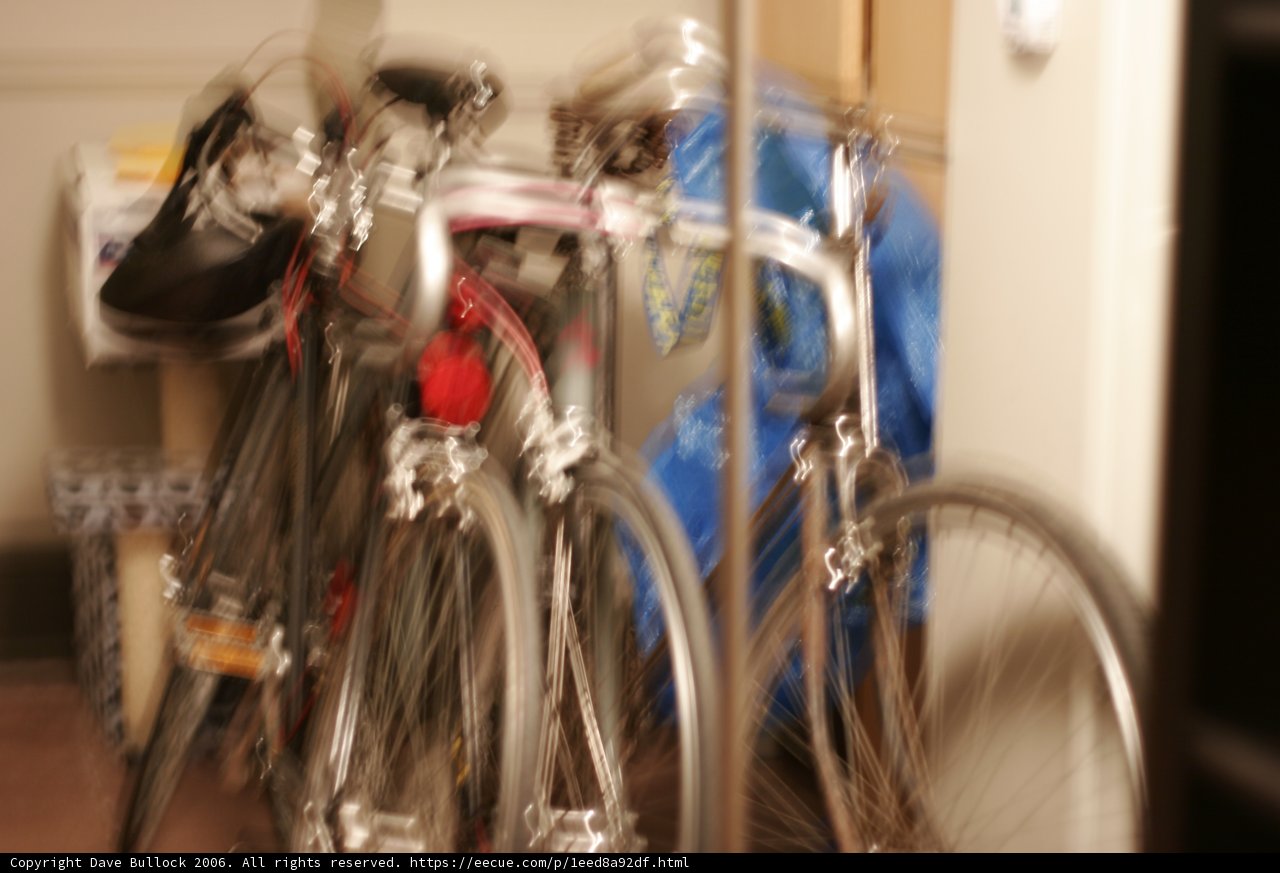 Blurred Bicycle Rack with a Bag